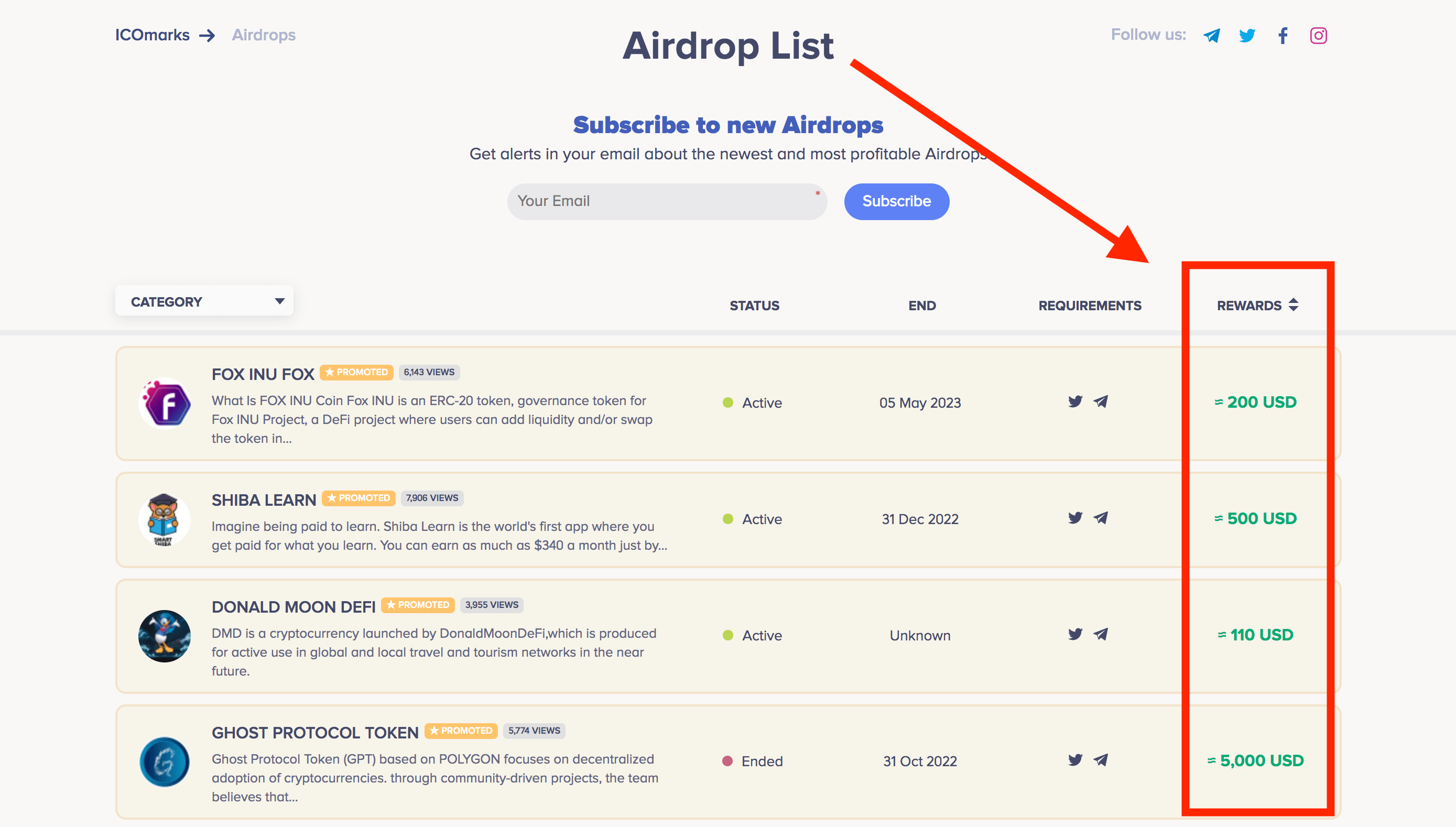 ICOmarks-Airdrop-List